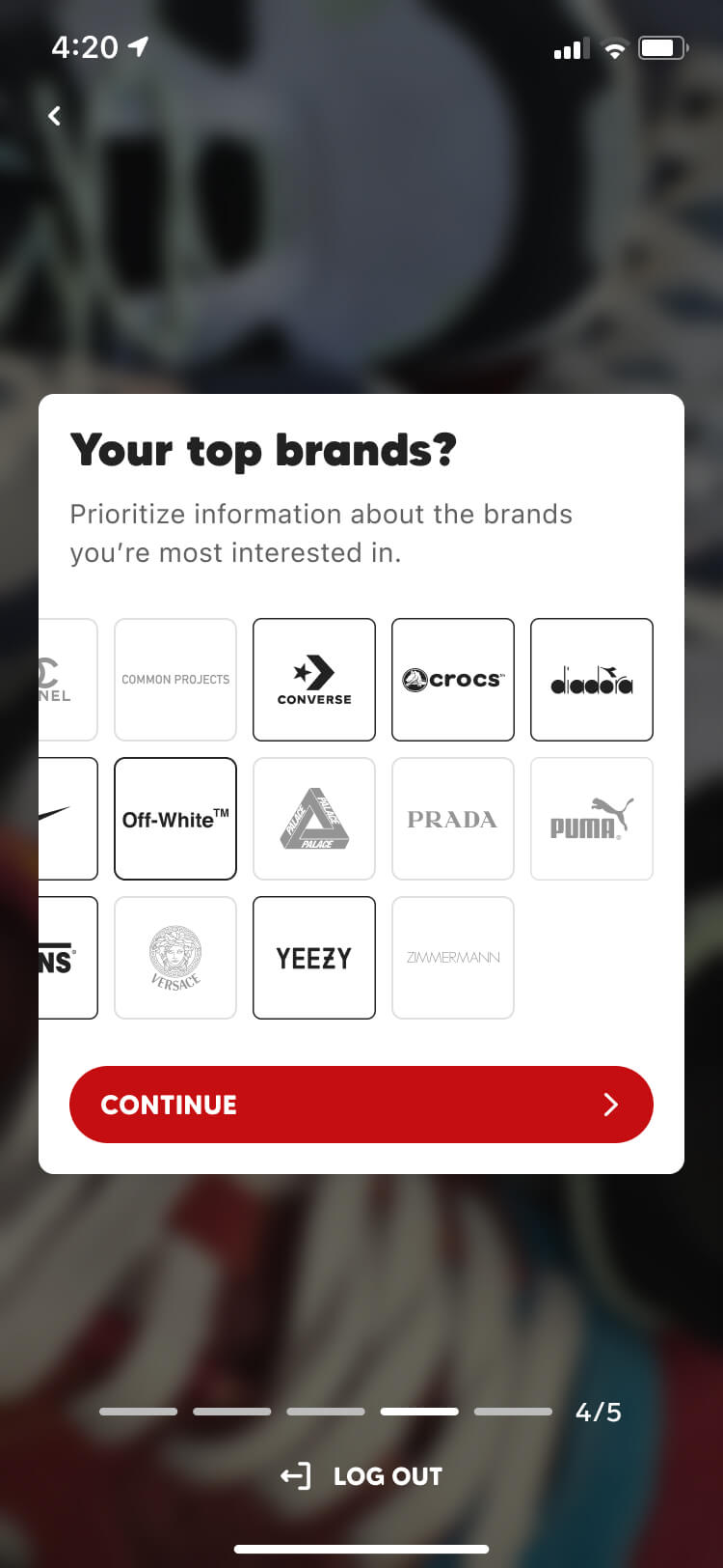 Your top brands screenshot of the Collect mobile app