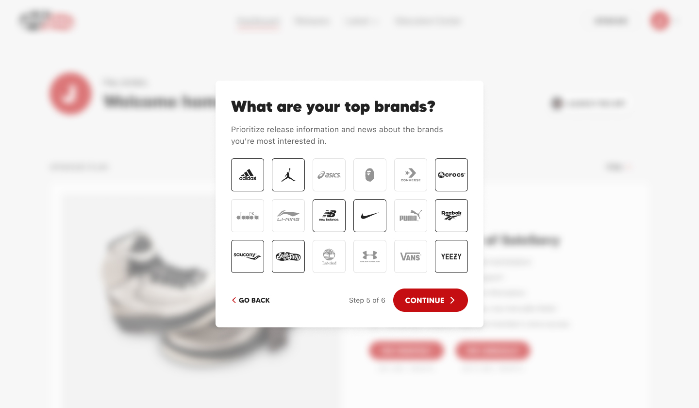 What are your top brands screenshot of the SoleSavy web app