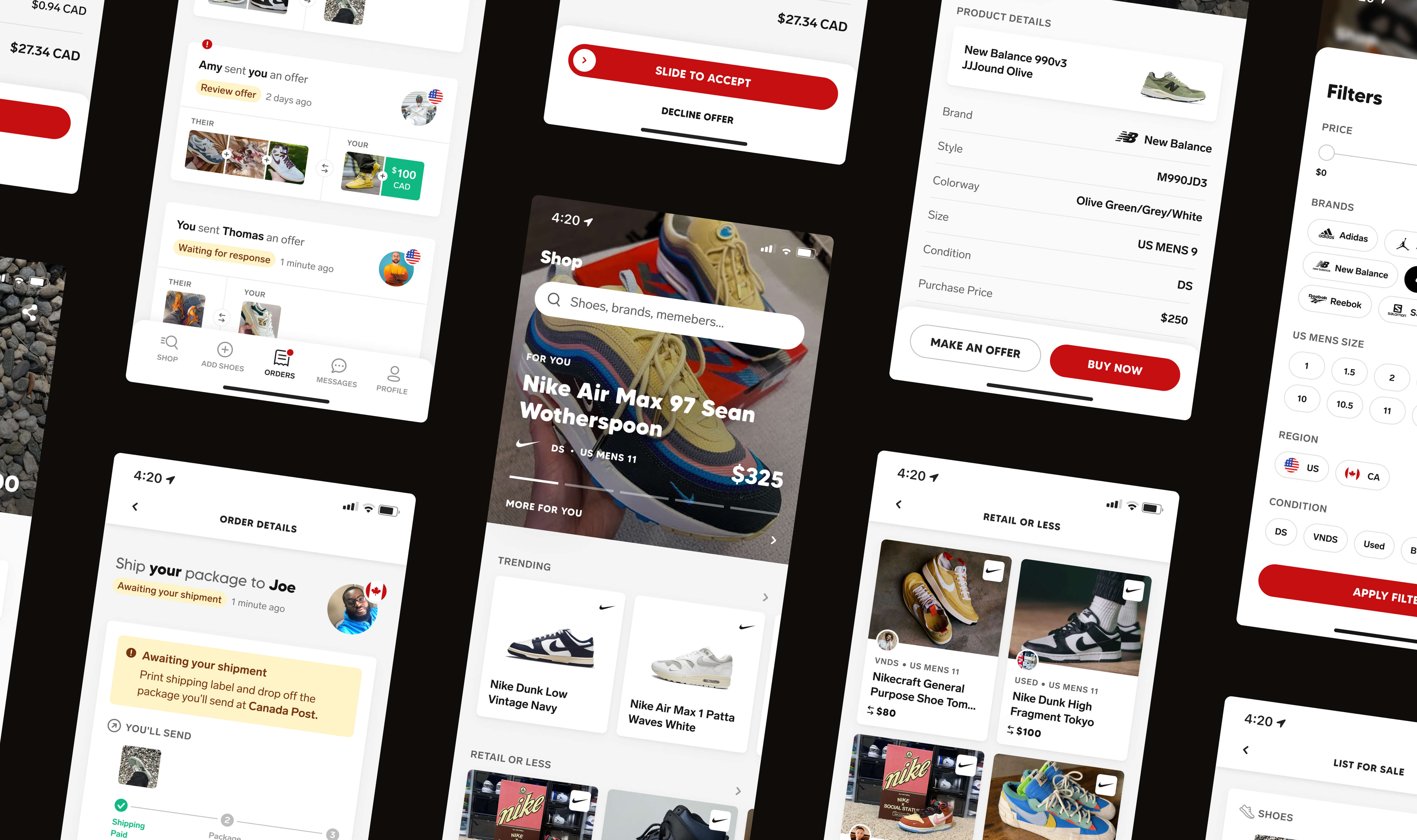 Screenshot grid of various screens from the Collect mobile app