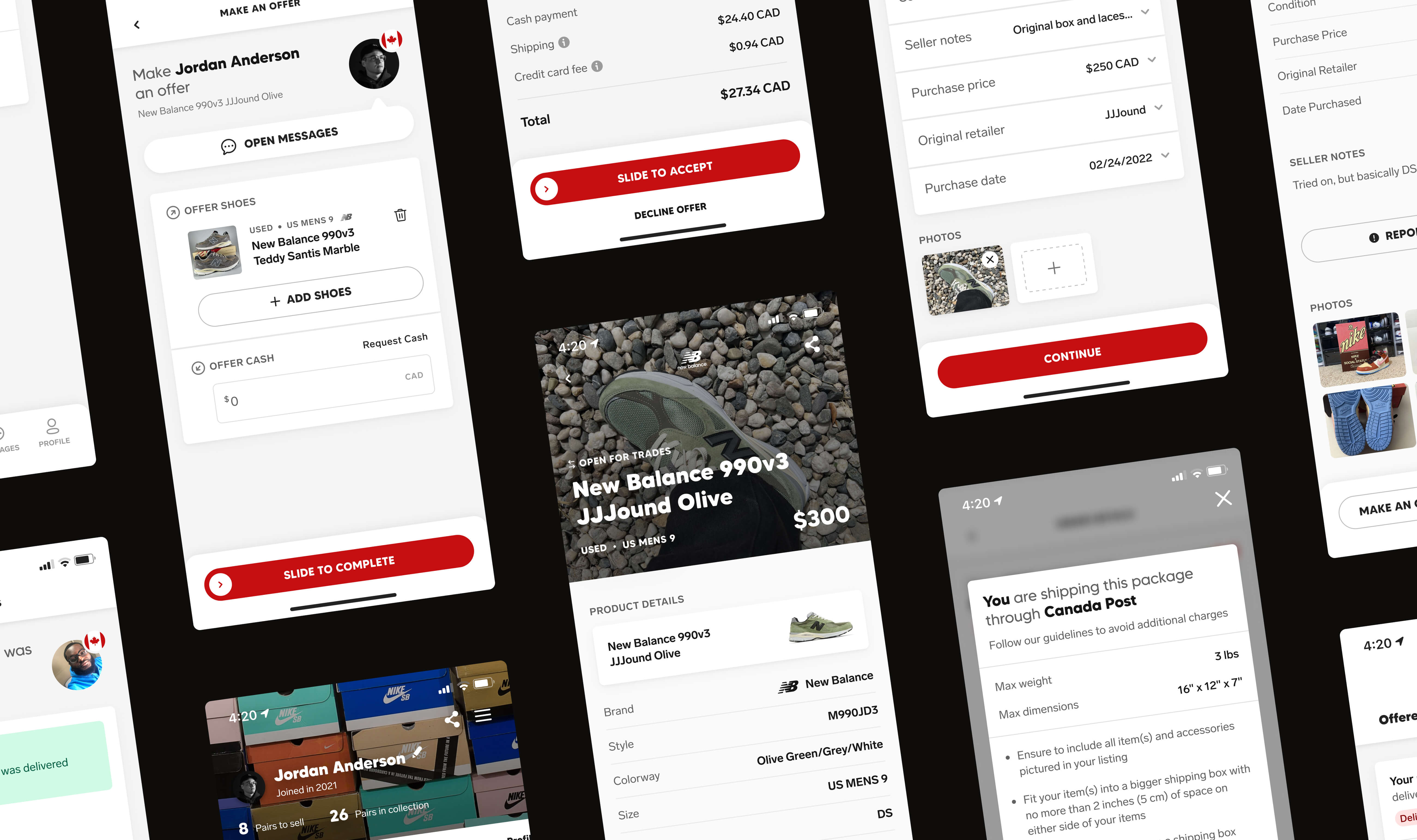Screenshot grid of various screens from the Collect mobile app