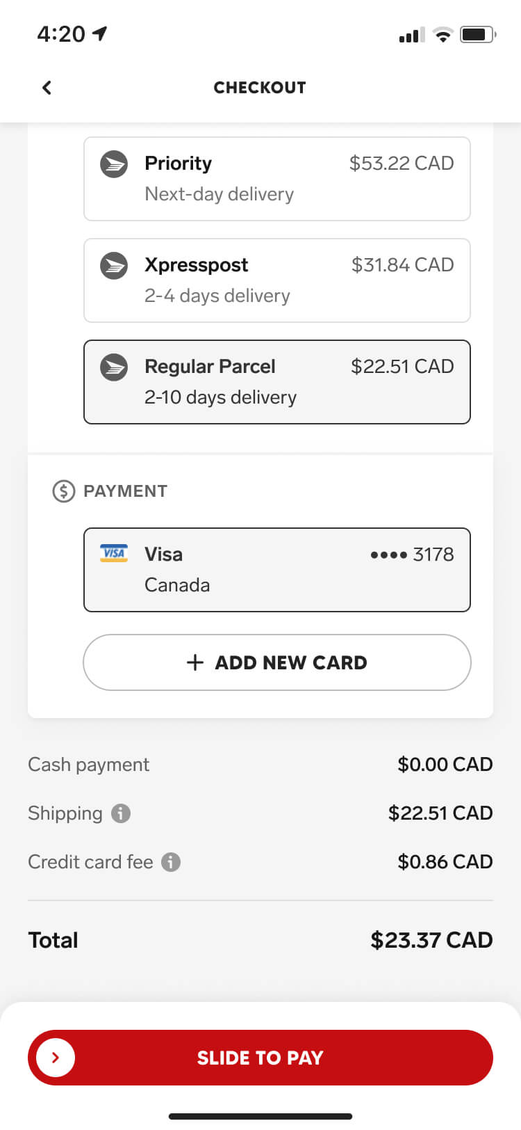 Screenshot from the Collect app of the offer detail screen