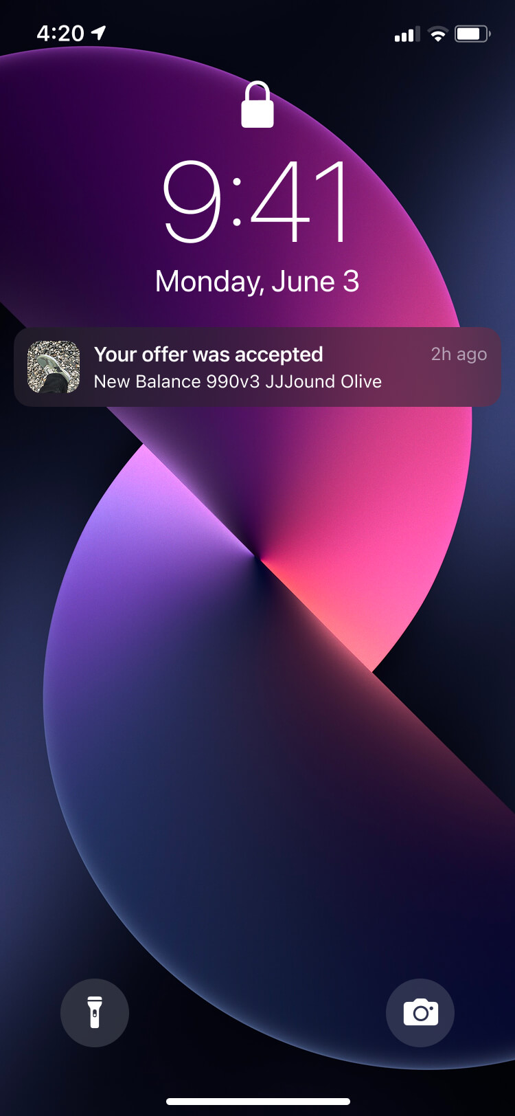 Screenshot from the Collect app of the confirmed order screen
