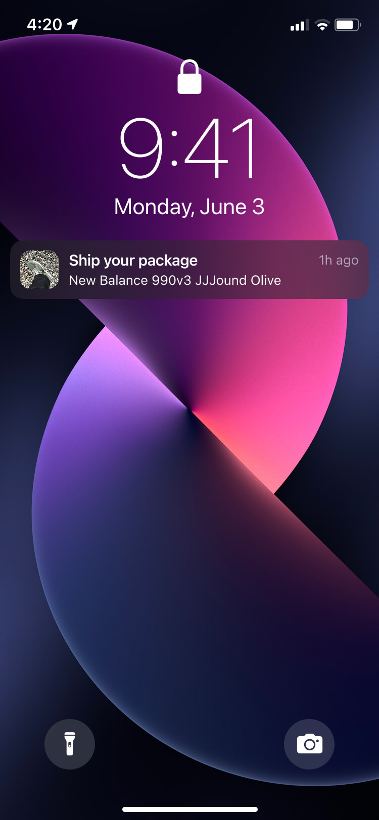 Screenshot from the Collect app of the notification users receive when they can ship their package