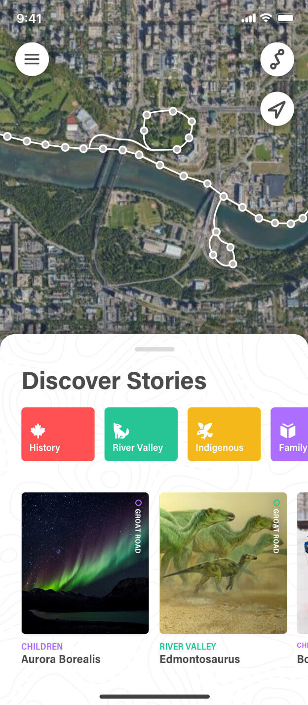 Map discovery screenshot of the Commonwealth Walkway mobile app
