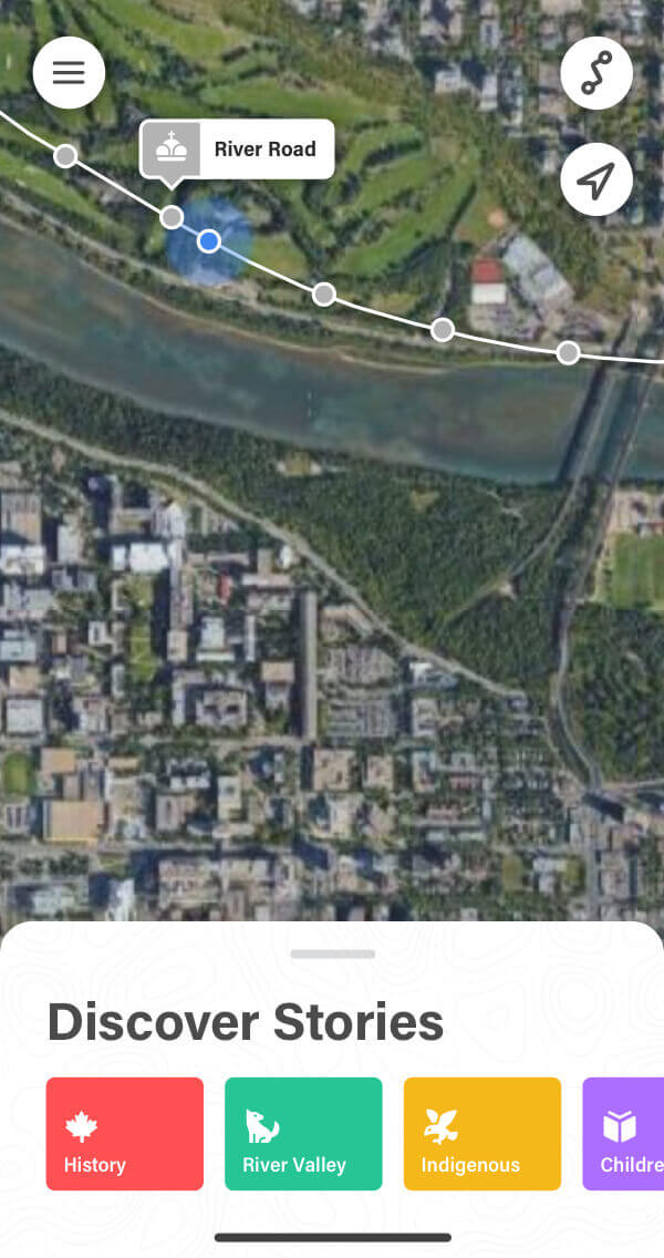 River Road map location screenshot of the Commonwealth Walkway mobile app