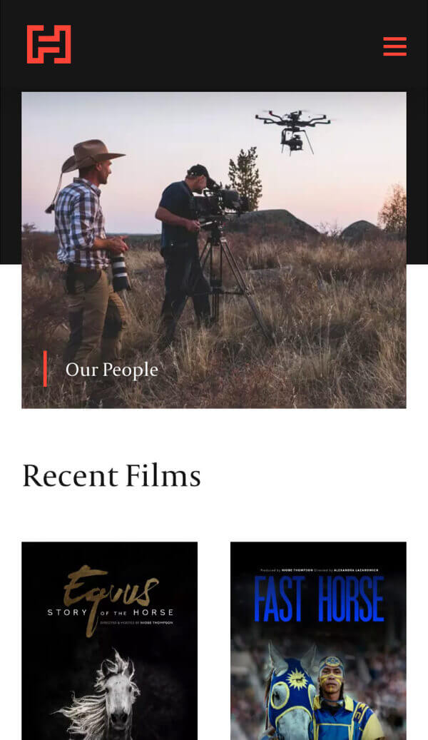 Responsive mobile screenshot of the Handful of Films 