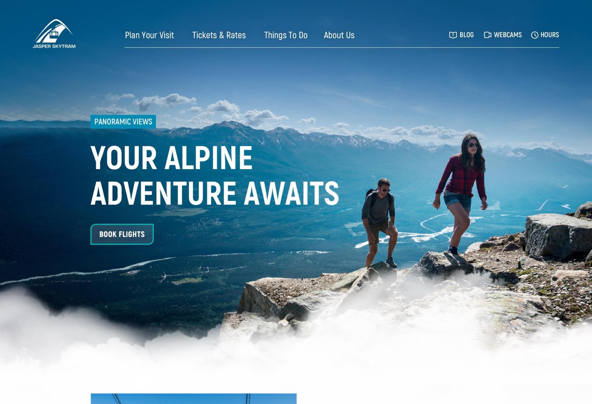 Homepage screenshot of the Jasper Skytram website