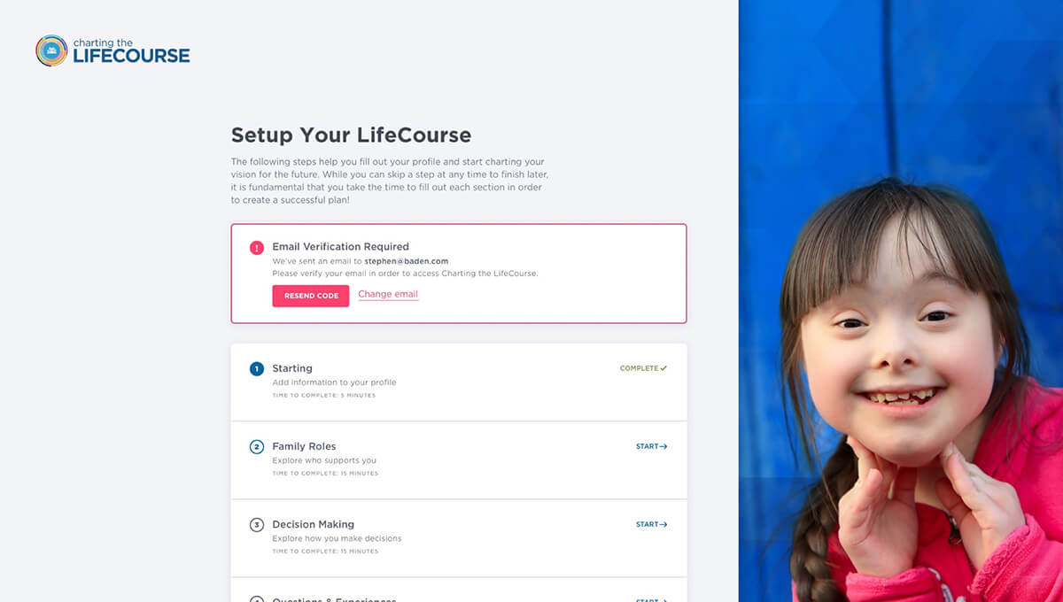 Responsive desktop screenshot of the Lifecourse web application 