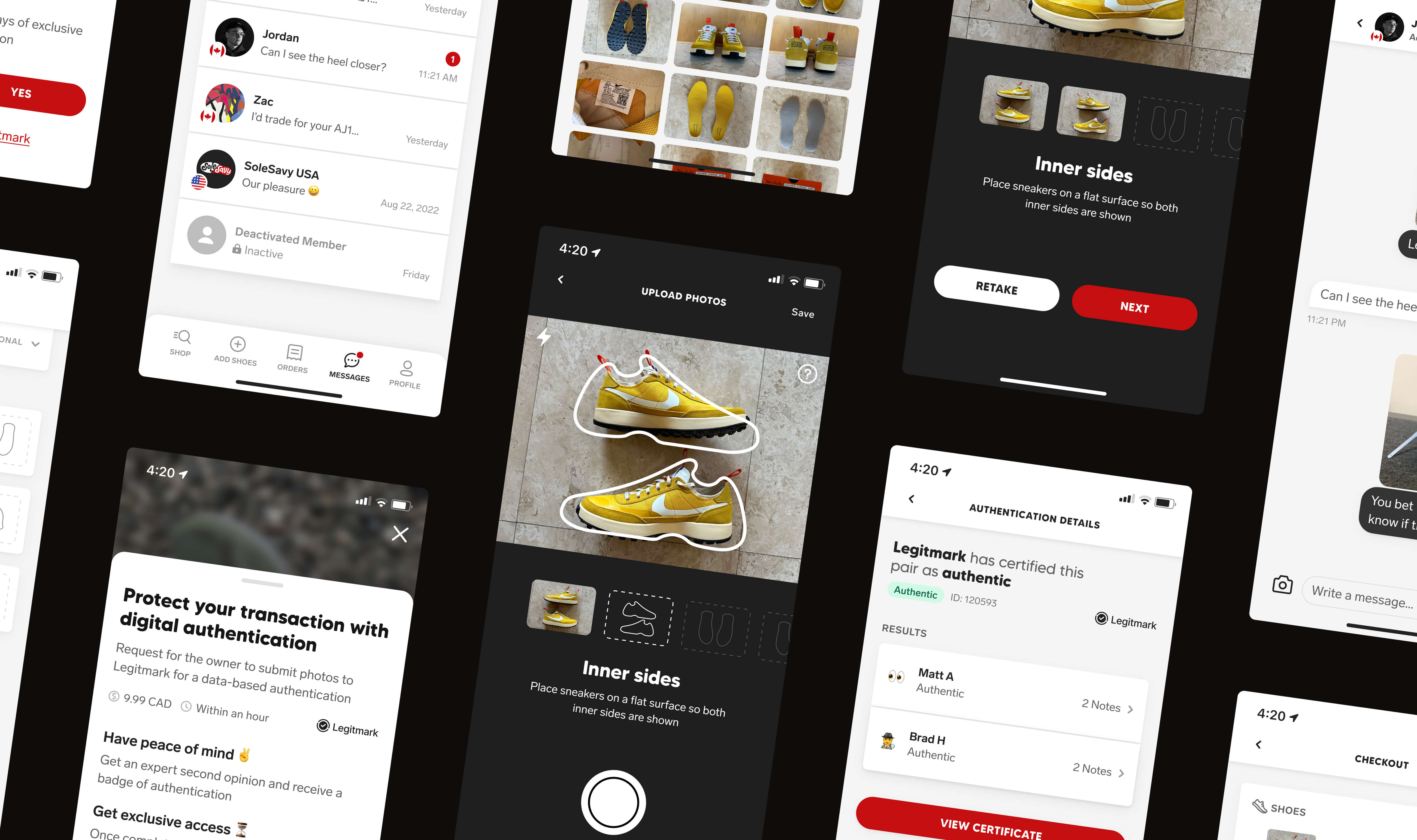 Screenshot grid of various screens from the Collect authentication feature