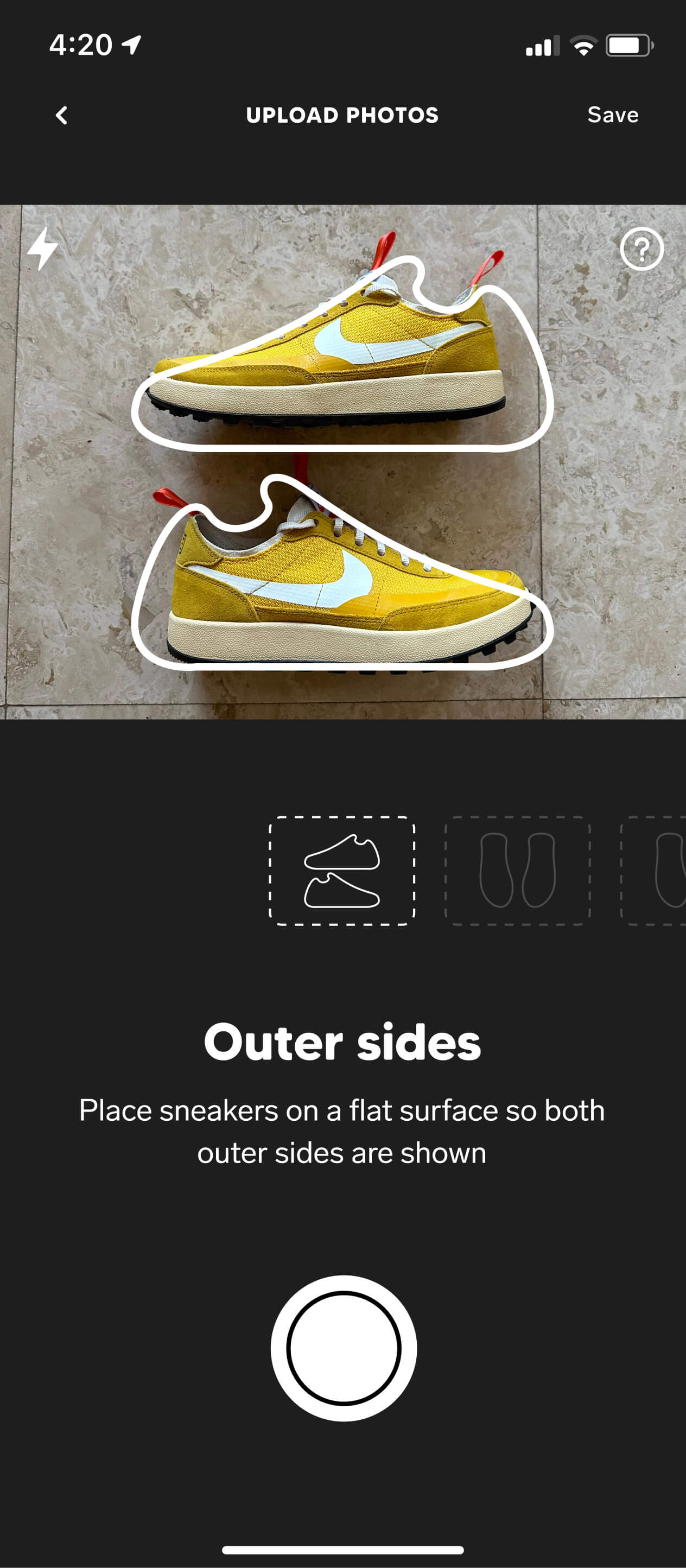 A screenshot from the Collect mobile app showing the authentication upload screen design
