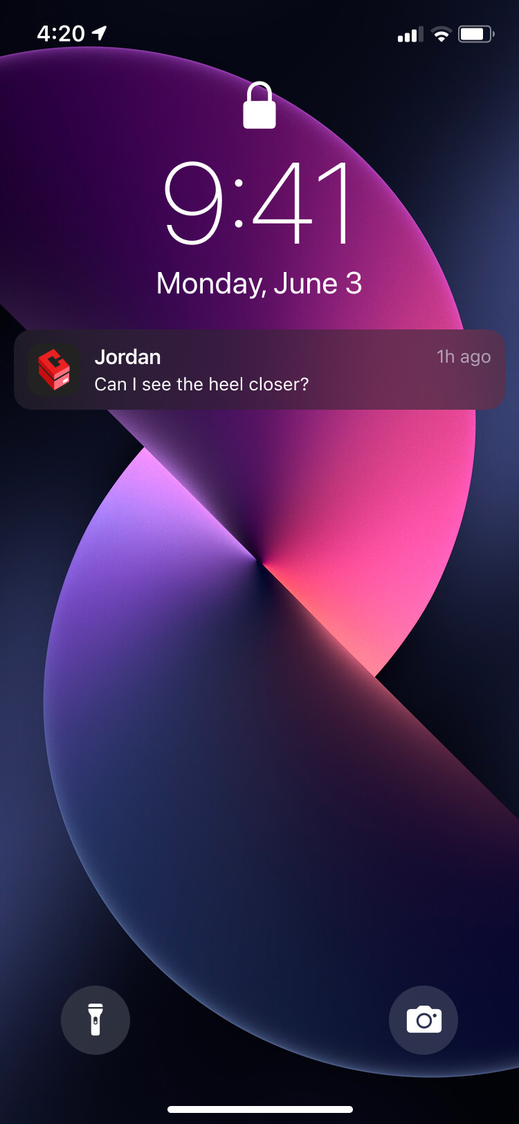 Screenshot from the Collect in-app messenger feature of the new message notification