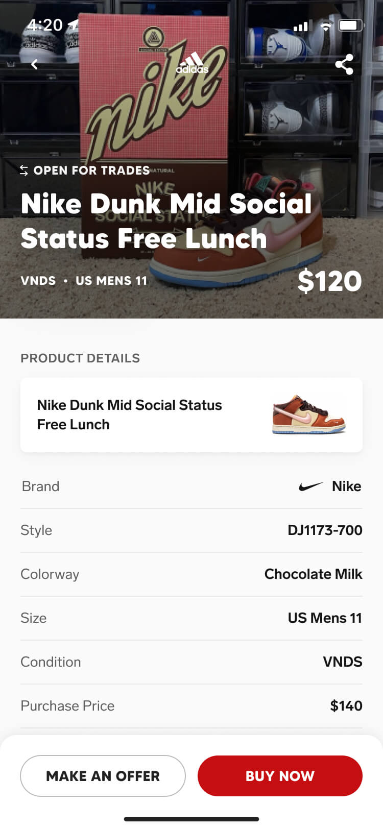 Screenshot from the Collect app of the product detail screen