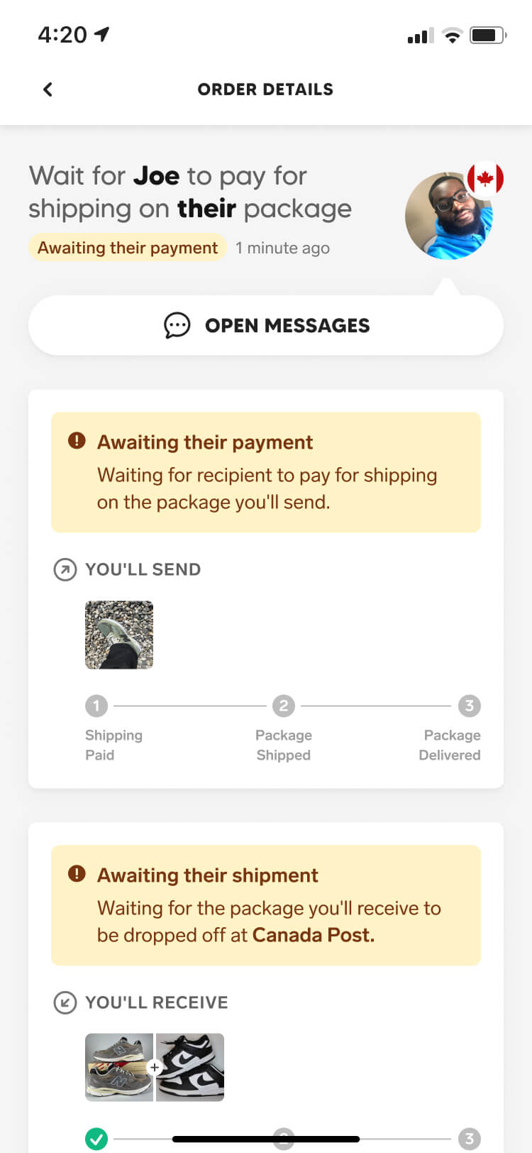 Screenshot from the Collect app of the offer detail screen scrolled down to the fees section