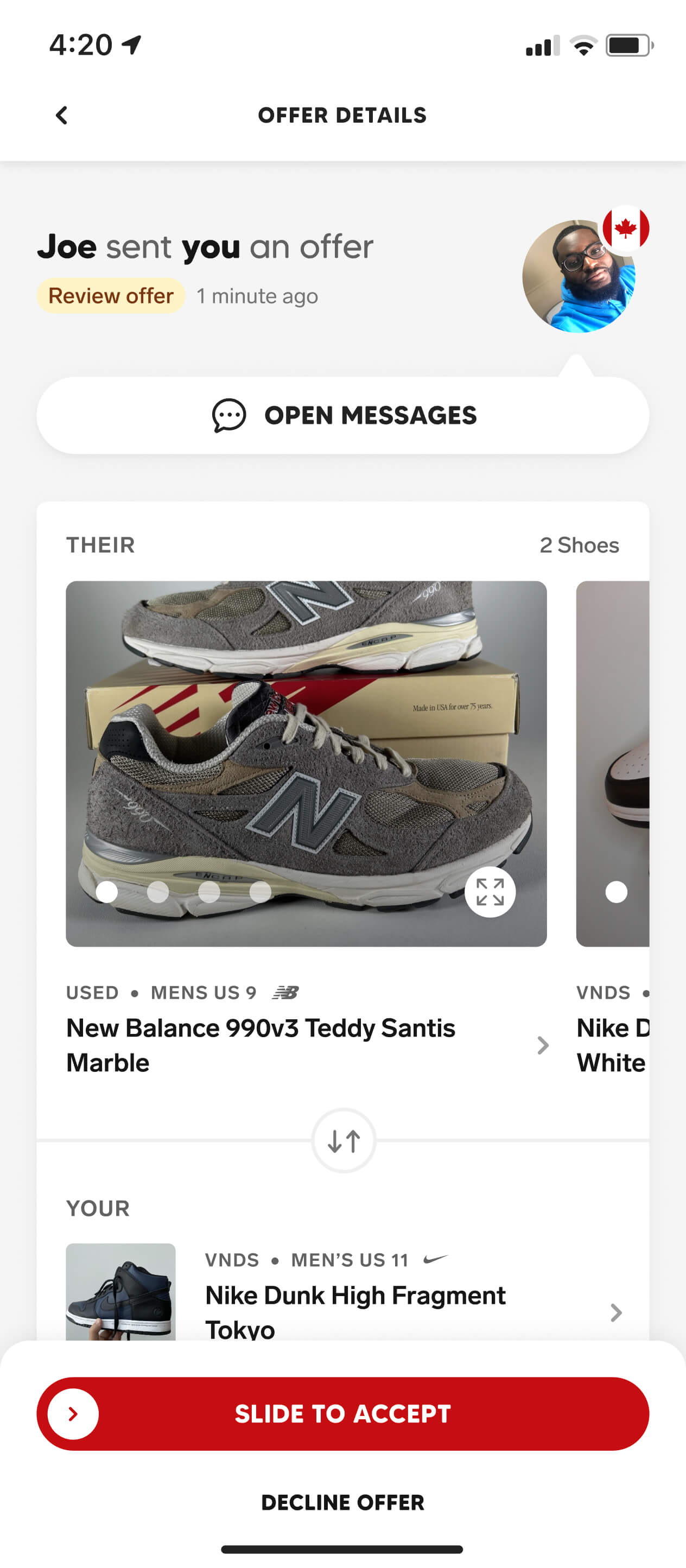 A screenshot from the Collect mobile app showing the offer detail screen design