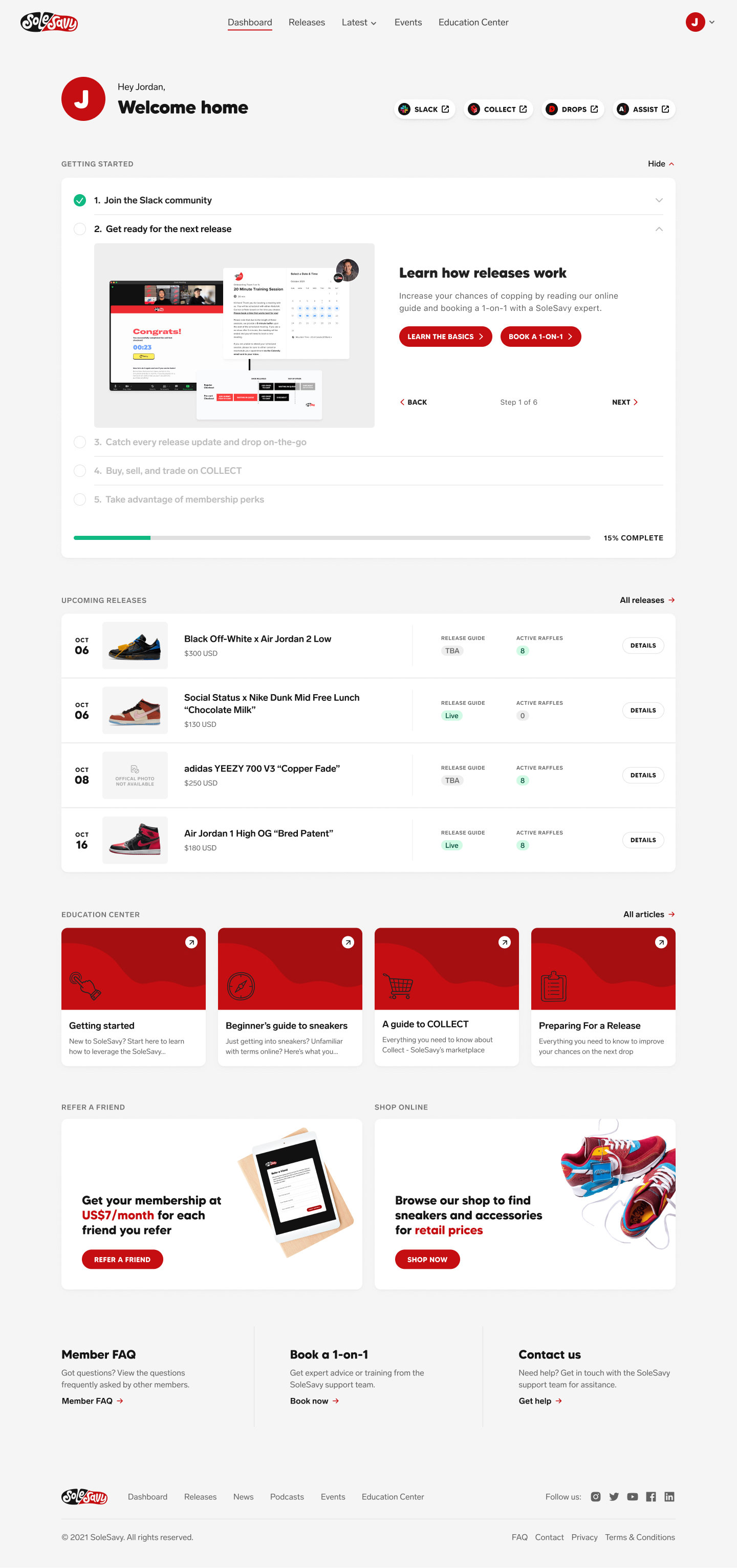 Responsive desktop screenshot of the SoleSavy 